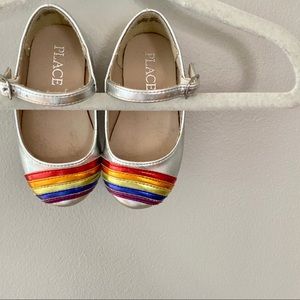 S 5 rainbow & silver toddler dress shoes